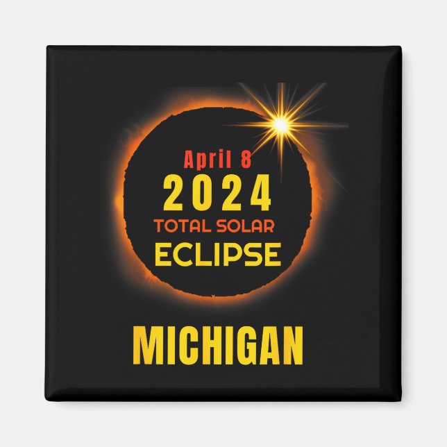 Imã Eclipse Total do Sol em 8 de Abril de 2024 Michiga (Frente)