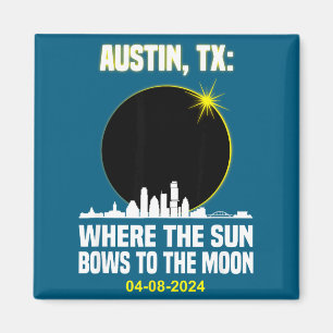 Imã Eclipse Total do Sol Fofo na Silhueta de Austin