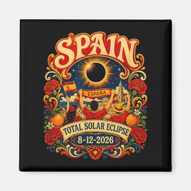 Imã Eclipse Total do Sol na Espanha 2026 12 de Agosto (Frente)