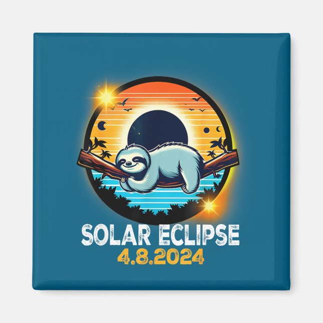 Imã Eclipse Total do Sol Preguiça Ilustração Solar (Frente)