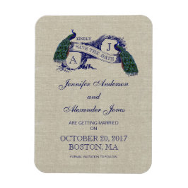 Ímã Economias azuis de linho do pavão a data