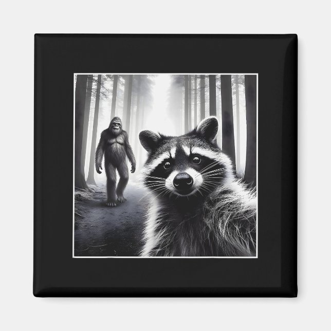 Imã Ed Raccoon Selfie With Sasquatch Bigfoot Funny Rac (Frente)