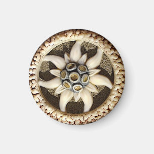 Imã Edelweiss Esculpida em Osso 