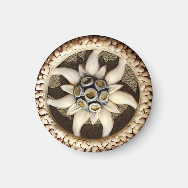 Imã Edelweiss Esculpida em Osso  (Frente)