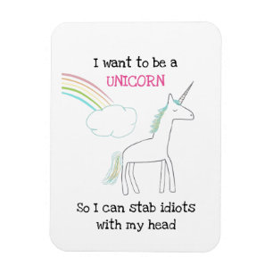 Ímã Edgy Unicorn with Rainbow and Confetti Funny