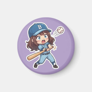 Imã Edição Chibi Baseball - Jogada de Rebatida Bunt