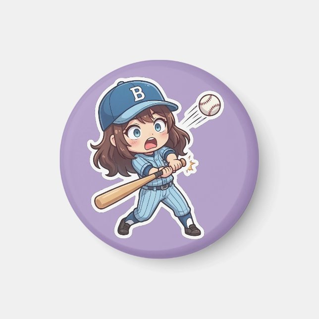 Imã Edição Chibi Baseball - Jogada de Rebatida Bunt (Frente)