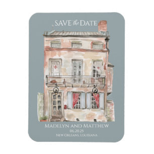 Ímã Edifício Histórico Nova Orleans Aquarela