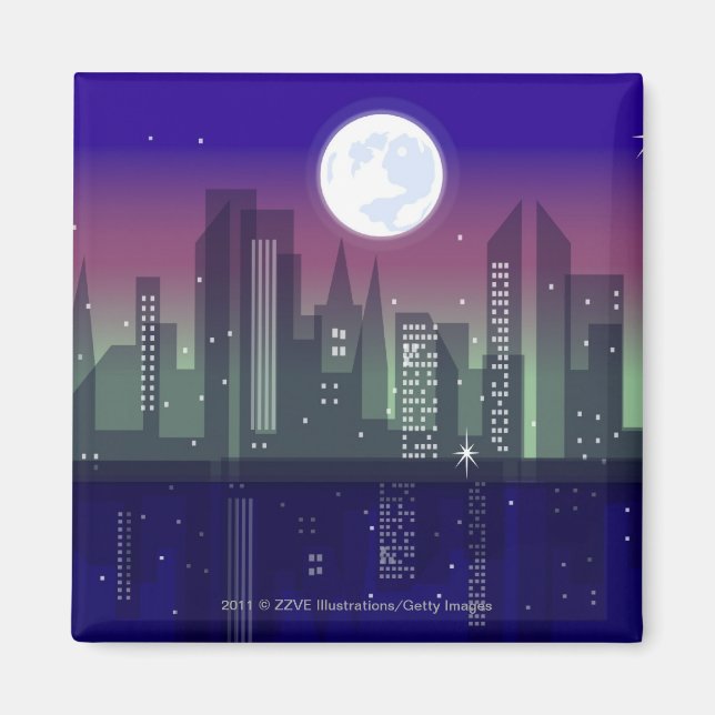 Imã Edifícios iluminados à noite (Frente)