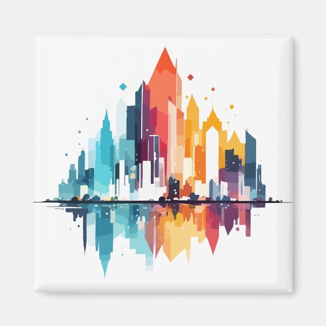Imã Edifícios Paisagem Moderna Artesanato da Cidade Vi (Frente)