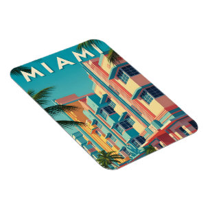 Ímã Edifícios vibrantes de Miami com palmeiras