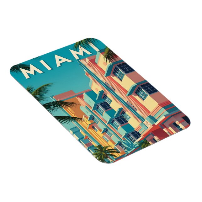 Ímã Edifícios vibrantes de Miami com palmeiras (Lado Direito)