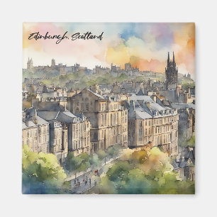 Imã Edimburgo Castelo Escócia Aquarela Viagem