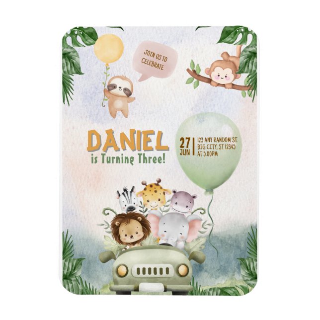 Ímã Editable Safari Birthday Invitation (Vertical)
