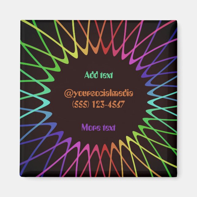 Imã Editável 70s Retro Hippie Psychedelic Magnet (Frente)