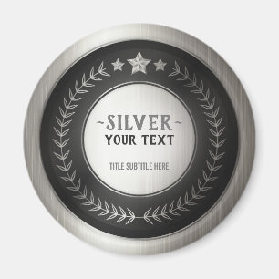 Imã EDITÁVEL DO MEDAL Silver Champion PERSONALIZADO I