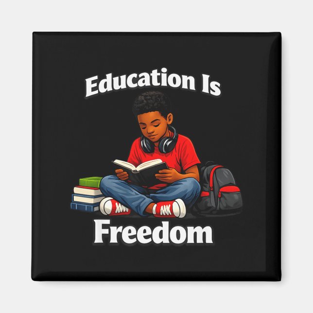 Imã Educação é liberdade lendo design história negra (Frente)