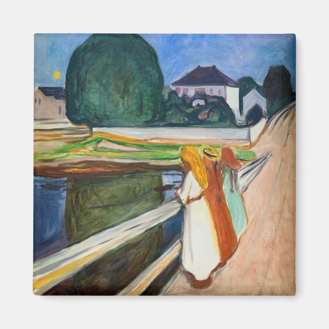 Imã Edvard Munch - As Meninas na Noite Branca da Ponte (Frente)