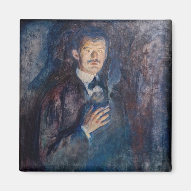 Imã Edvard Munch - Autorretrato com Cigarro (Frente)