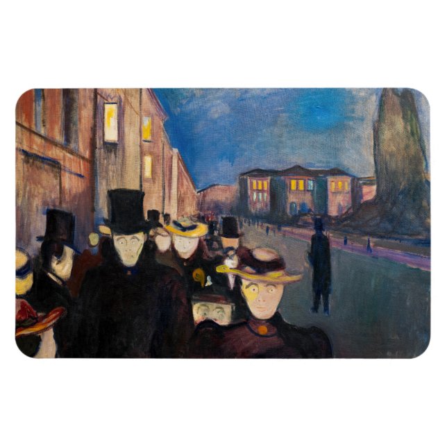 Ímã Edvard Munch - Noite em Karl Johan Street (Horizontal)