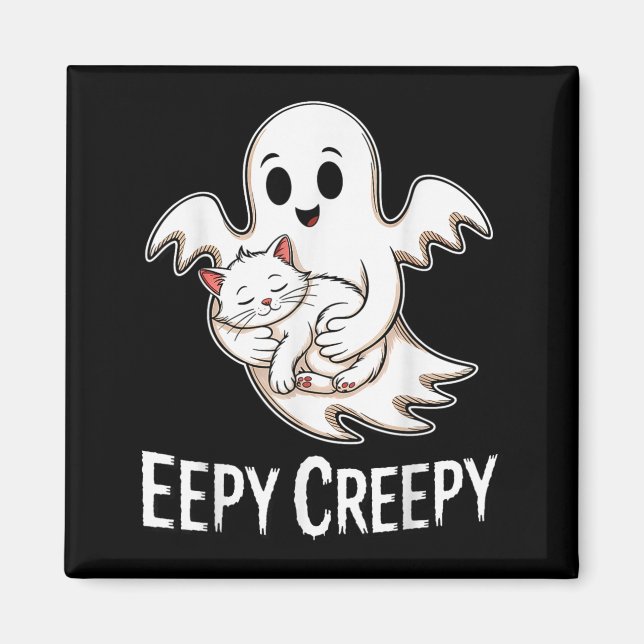 Imã Eepy creepy – gato sonolento fofo e halloween fant (Frente)