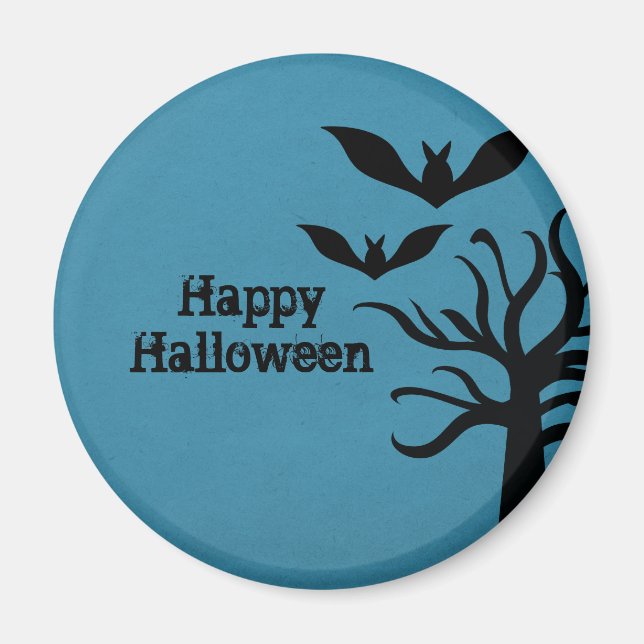 Imã Eerie Bats Halloween Magnet, Blue (Frente)
