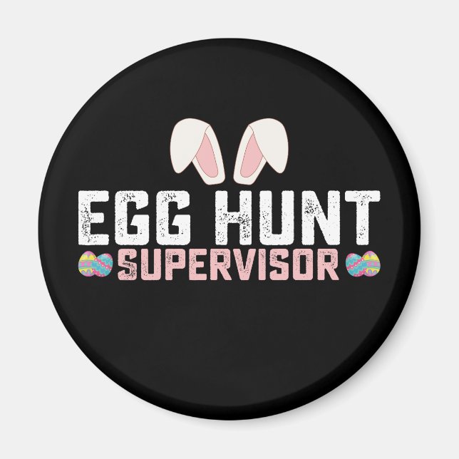 Imã Egg Hunt Supervisor Engraçado Coelho da Páscoa (Frente)