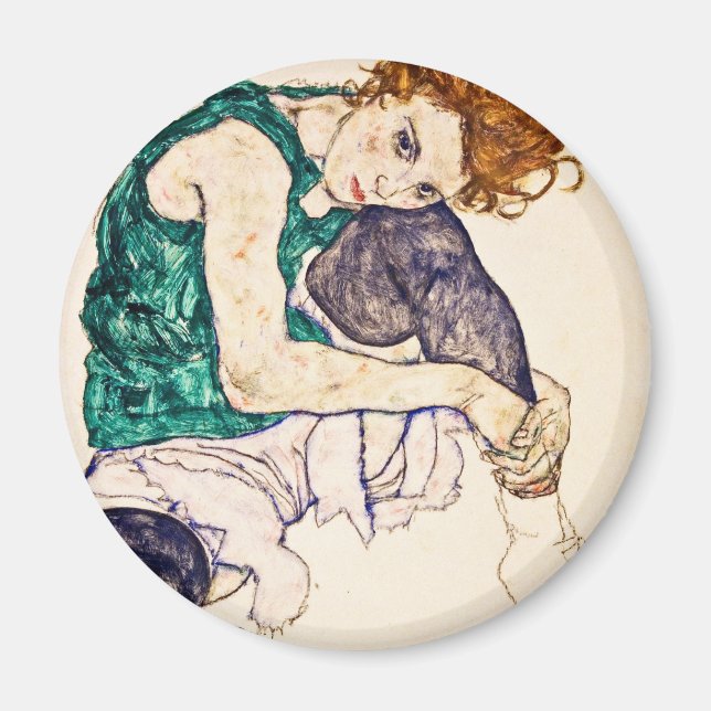 Imã Egon Schiele - Mulher Sentada Com Pernas Desenhada (Frente)