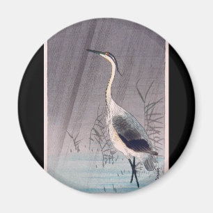 Imã Egret na chuva por Seitei Watanabe 1851 - 1918