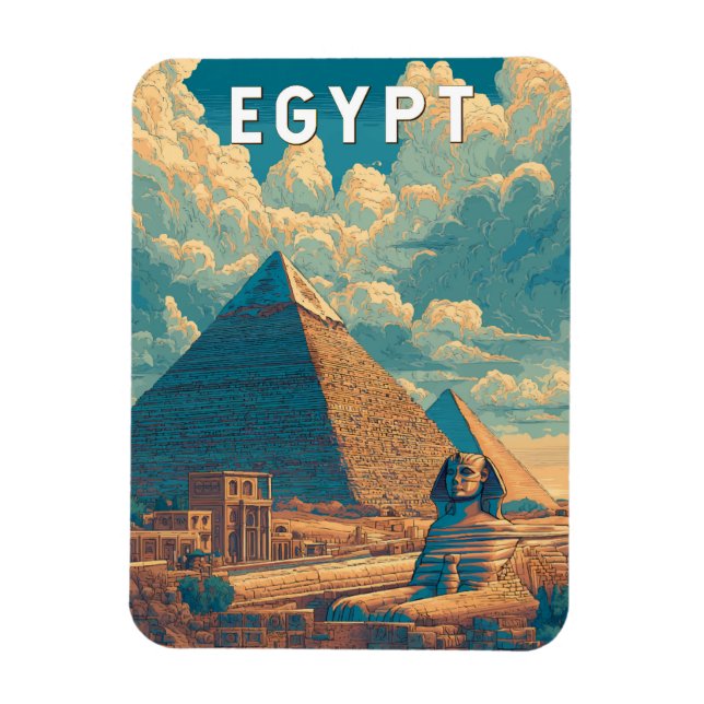 Ímã Egypt Illustration Travel Art Vintage (Vertical)