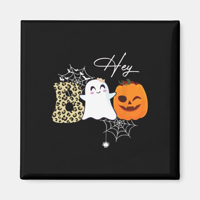 Imã Ei Boo Cute Ghost Pumpkin Rosto Halloween (Frente)