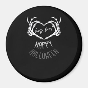 Imã Ei, Boo! Feliz Halloween Skeleton Hand Heart Clas