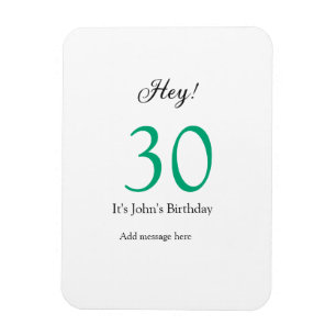 Ímã Ei é o 30º aniversário letra negrito verde preto n