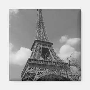 Imã Eiffel nebuloso em preto e branco, 2015