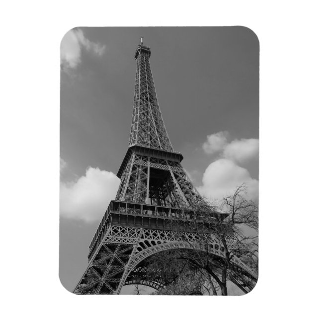 Ímã Eiffel Nublado em Preto e Branco, 2015 (Vertical)