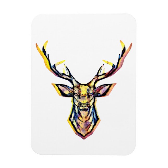 Ímã Ein Hirschkopf als buntes Bild im Aquarell Stil   (Vertical)