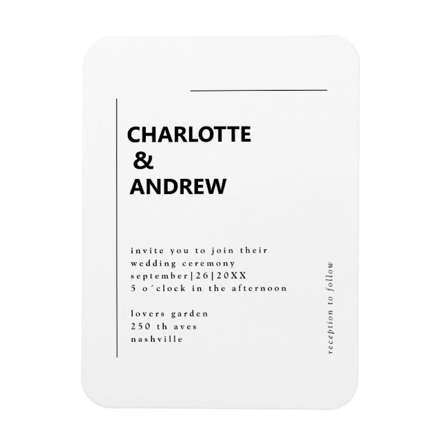 Ímã Einladung Hochzeit Einladung, mínimo e moderno (Vertical)