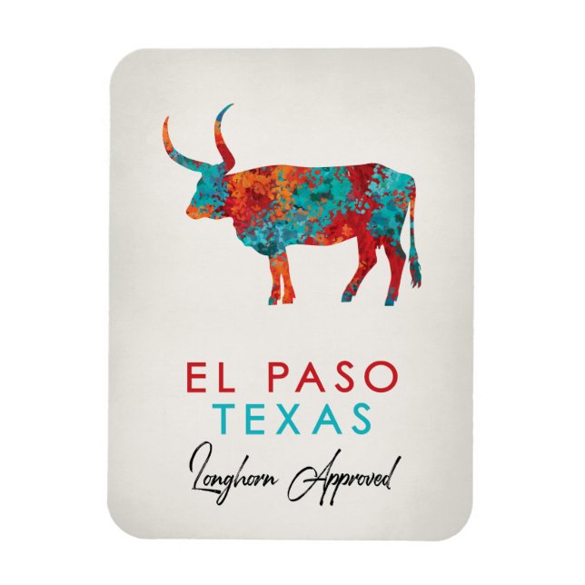 Ímã El Paso Texas Colorful Longhorn (Vertical)