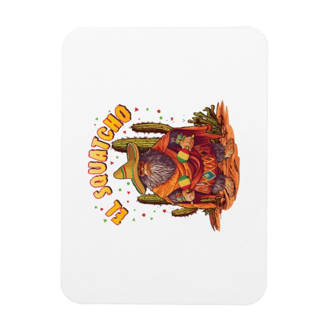 Ímã El Squatcho Bigfoot com Maraca, Sombrero e Ponc (Vertical)