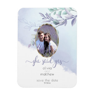 Ímã Ela Disse Sim Oval Floral Salvar a Data