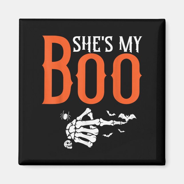 Imã Ela é Minha Boo Pijama de Halloween Combinando par (Frente)