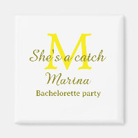 Ela é uma festa de solteira monograma amarelo n