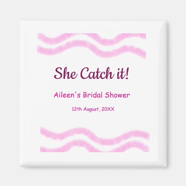 Imã Ela pega linhas em espiral rosa de aquarela noivad (Frente)