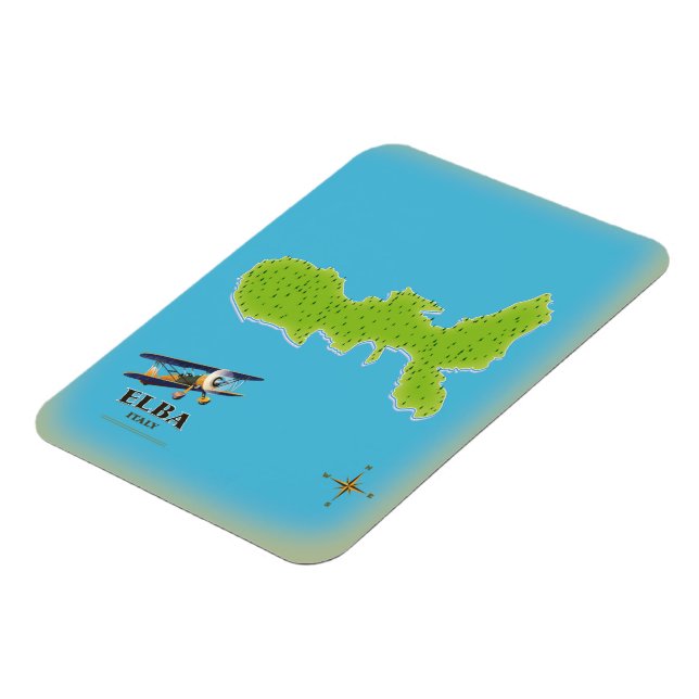 Ímã Elba Italy map travel poster (Left Side)