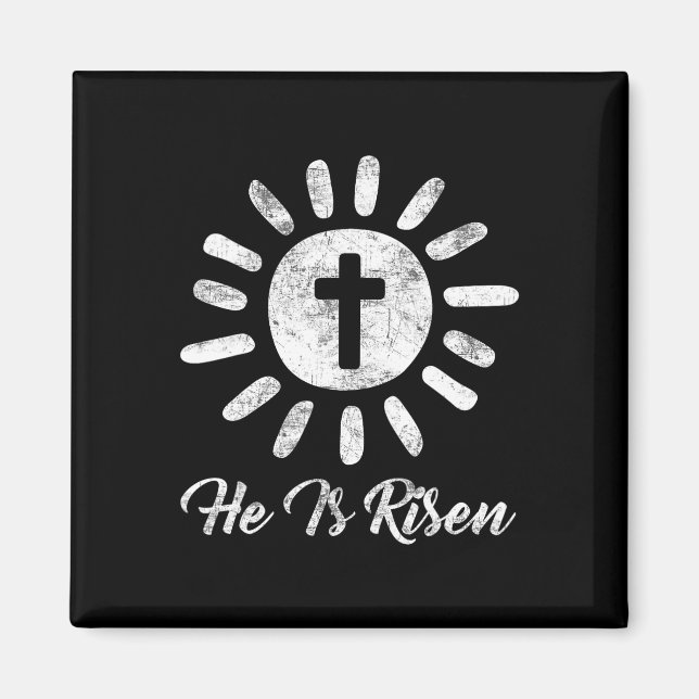 Imã Ele É Risen Cross Vintage Felz pascoa (Frente)