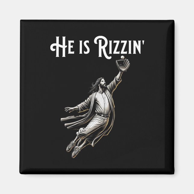 Imã Ele É Rizzin Jesus Jogando Baseball Divertimento R (Frente)