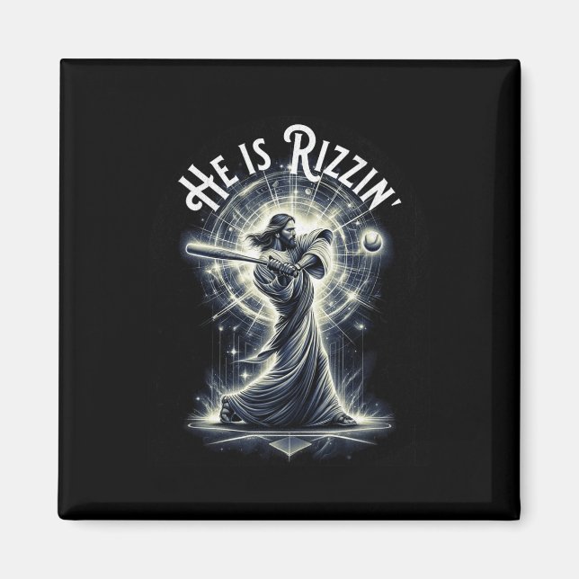 Imã Ele É Rizzin Jesus Jogando Baseball Divertimento R (Frente)