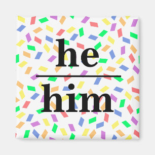 Imã Ele pastel arco-íris sprinkles pronome