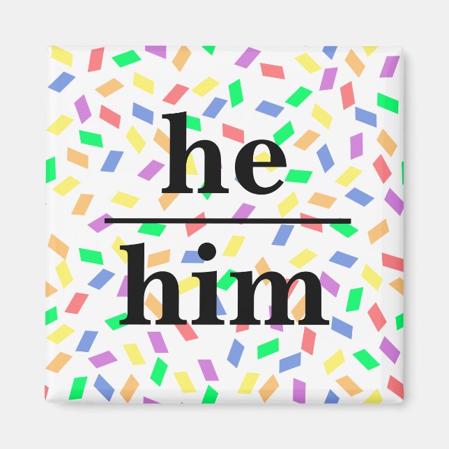 Imã Ele pastel arco-íris sprinkles pronome (Frente)