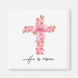 Imã Ele Ressuscitou Laço Coquete Floral Cruz Fé Páscoa